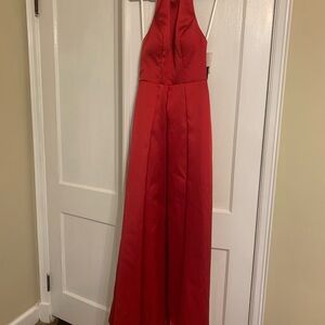 Elegant Red Halter Dress